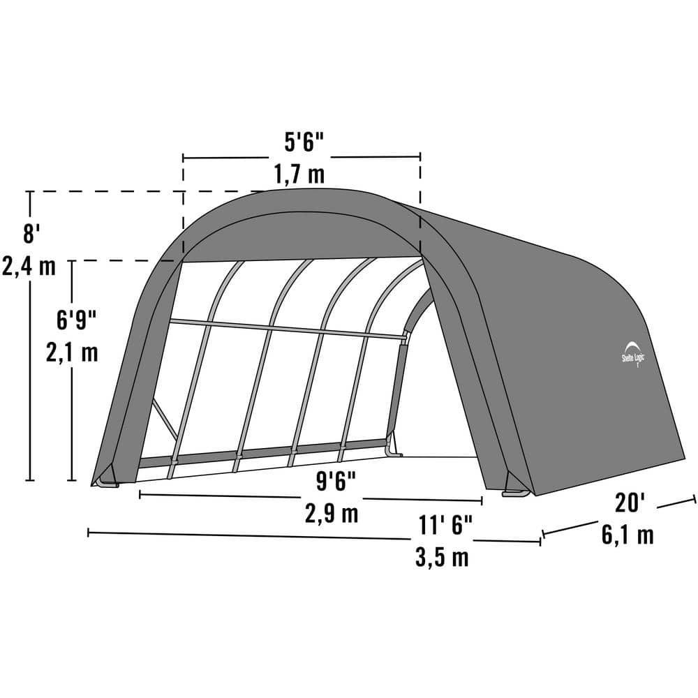12' x 20' Green Polyethylene Round Style Garage