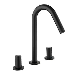 Lilac 8 in. Widespread 3 Hole 2-Handle High-Arc Bathroom Faucet in Matte Black