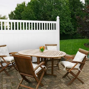 Pro Series 5 in. x 5 in. x 8 ft. White Vinyl Woodbridge Closed Picket Top Routed End Fence Post