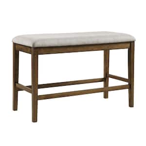 39 in. Gray and Oak Backless Counter Height Bedroom Bench with Wooden frame