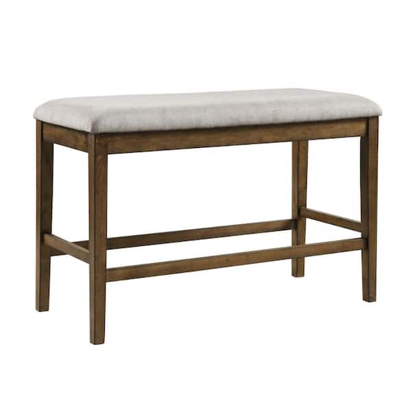 Benjara 39 in. Gray and Oak Backless Counter Height Bedroom Bench with Wooden frame