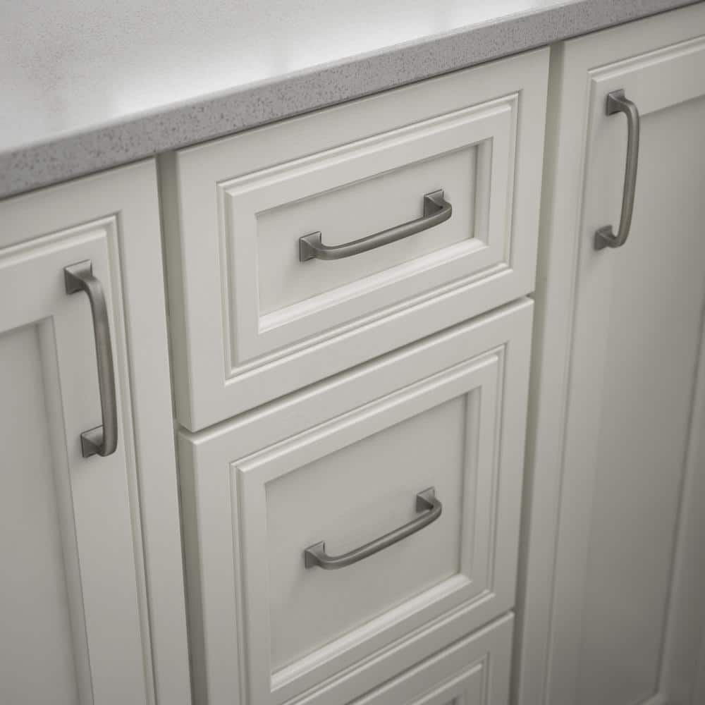 Heirloom Silver 4" Center to Center Brass Cabinet Pull