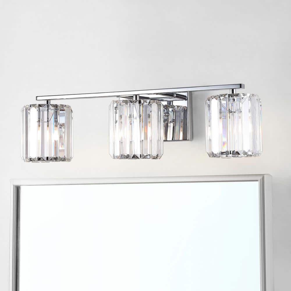 23" Chrome Crystal Cut Embellished Bath Vanity Light