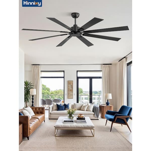 72 in. Indoor/Outdoor Matte Black DC motor Industrial Ceiling Fan with Dual-Finish Blades and Remote Control