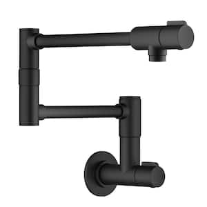 Bolden 2 Handle Wall Mount Pot Filler Faucet with Retractable Arm in Matte Black