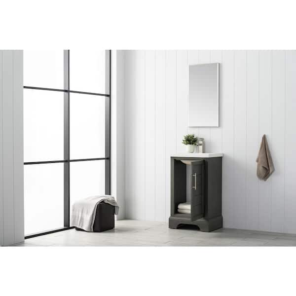 Vanity Art Vannes 20 in. W x 16 in. D x 34.5 in. H Bathroom Vanity in Silver Grey with Ceramic Top