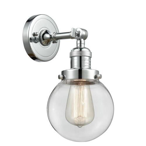 Beacon 1-Light Polished Chrome, Clear Wall Sconce with Clear Glass Shade Innovations Wall Sconces