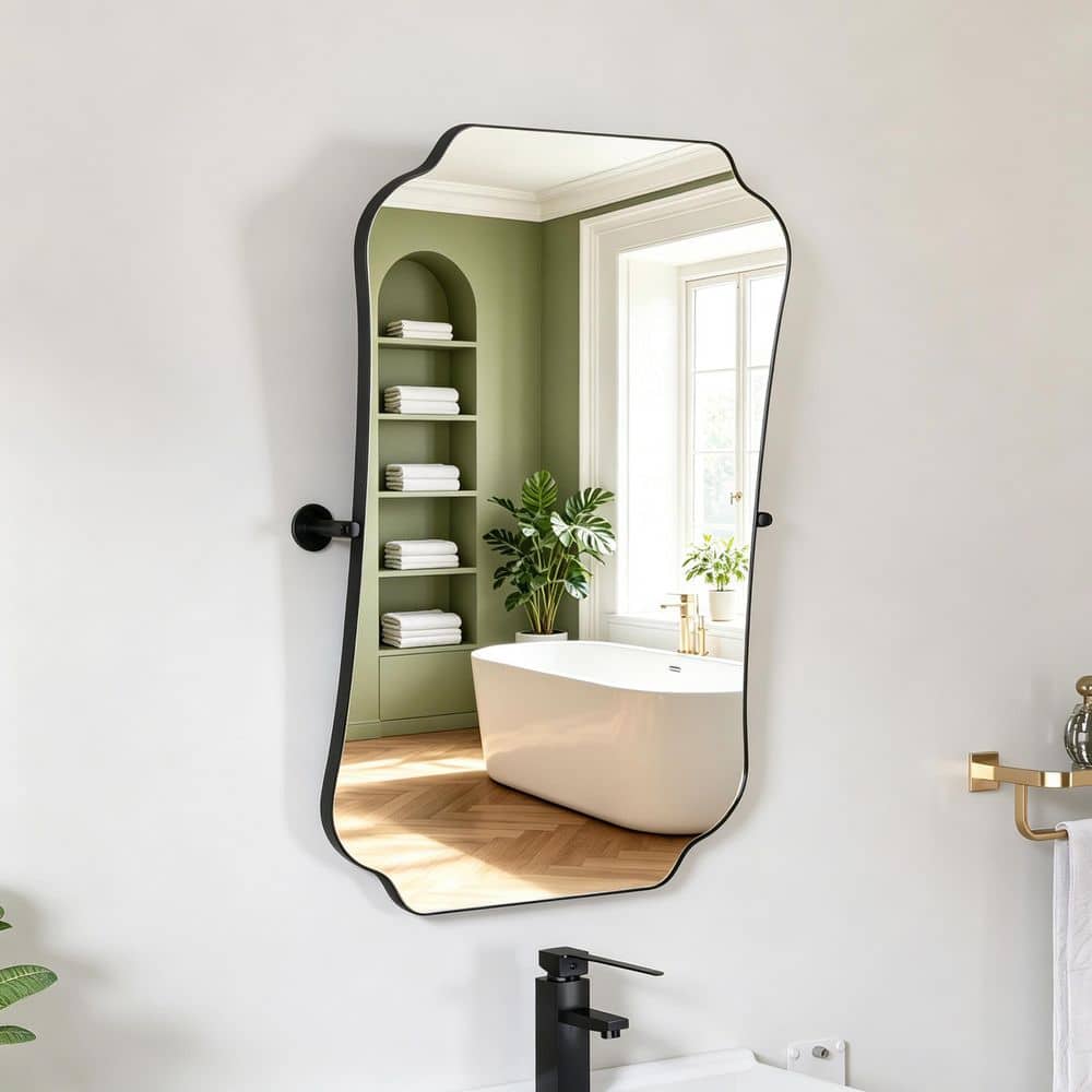 ADA 20 in. W x 30 in. H Rectangular Framed Tilt Wall Bathroom Vanity Mirror in Matte Black, Wheelchair Accessible price history on PriceWatchPro