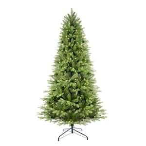 7.5 ft. Pre-Lit PE and PVC Artificial Christmas Tree with Metal Stand, 550 Multi-Color LEDs, 2286 Branches Green