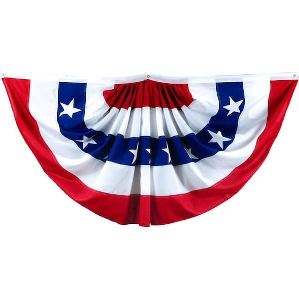 1.5 ft. x 3 ft. Printed Polyester USA Fan Flag Patriotic Banner with Canvas Header Brass Grommets
