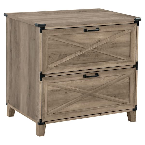 SAINT BIRCH 2-Drawer Cambridge 31.5 in. Rustic Oak Decorative Lateral File Cabinet