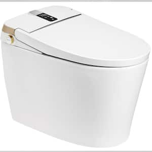 One-Piece 1.28 GPF Auto Flush Elongated Smart Bidet Toilet with Digital Display in Glossy White