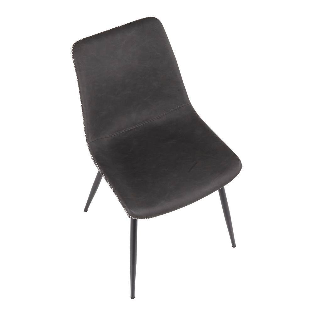Gray Faux Leather Upholstered Side Chair with Metal Legs, Set of 2