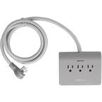 3-Outlet 4-USB Power Dock Surge Protector with 5 ft. Textile Cord and Grounded Plug in Gray