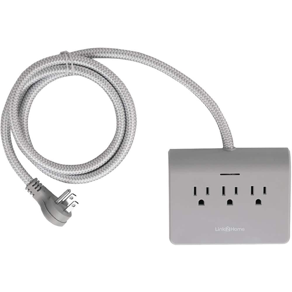 3-Outlet 4-USB Power Dock Surge Protector with 5 ft. Textile Cord and Grounded Plug in Gray price history on PriceWatchPro