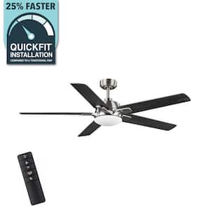 Greenhaven 60 in. White Color Changing LED Brushed Nickel Smart Ceiling Fan with Light and Remote Powered by Hubspace
