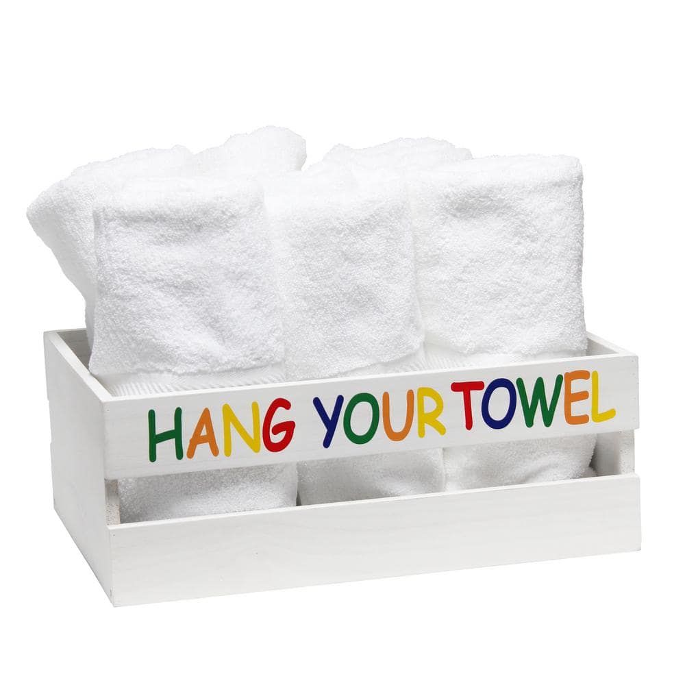 White Wash Nautical Wood Three Piece Bathroom Set with Colorful Text