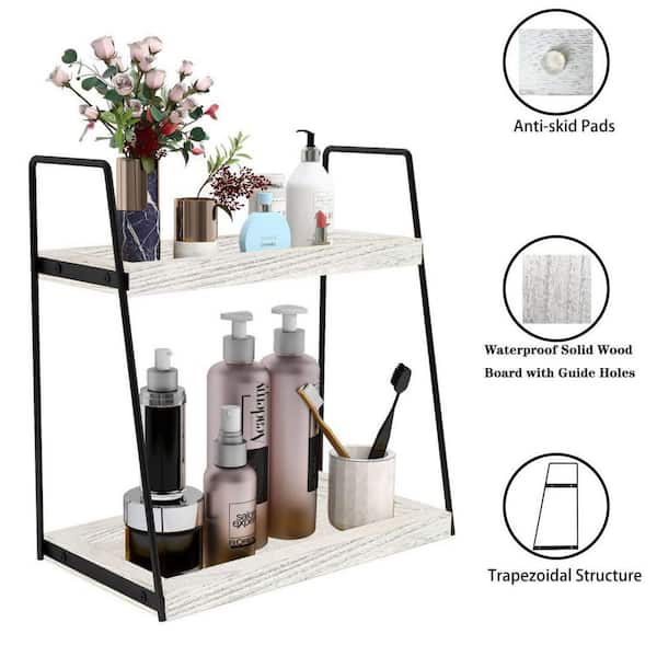 White 3-Tier Wood Bath Organizer Shelf