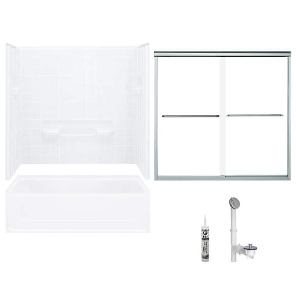 STERLING All Pro 30 in. x 60 in. x 72.75 in. Bath and Shower Kit with Right-Hand Drain in White and Chrome