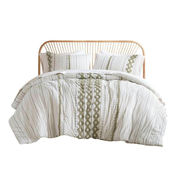 3 PCS King/Cal King Cotton Printed Comforter Set with Chenille
