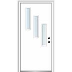 36 in. x 80 in. Davina Left-Hand Inswing 3-Lite Clear Low-E Modern Painted Steel Prehung Front Door on 4-9/16 in. Frame