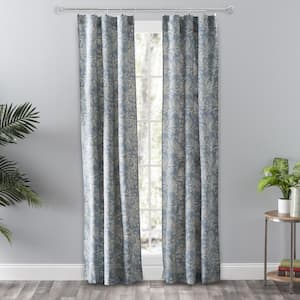 Lexington Blue Leaf Rod Pocket Room Darkening Curtain - 56 in. W x 84 in. L (Set of 2)