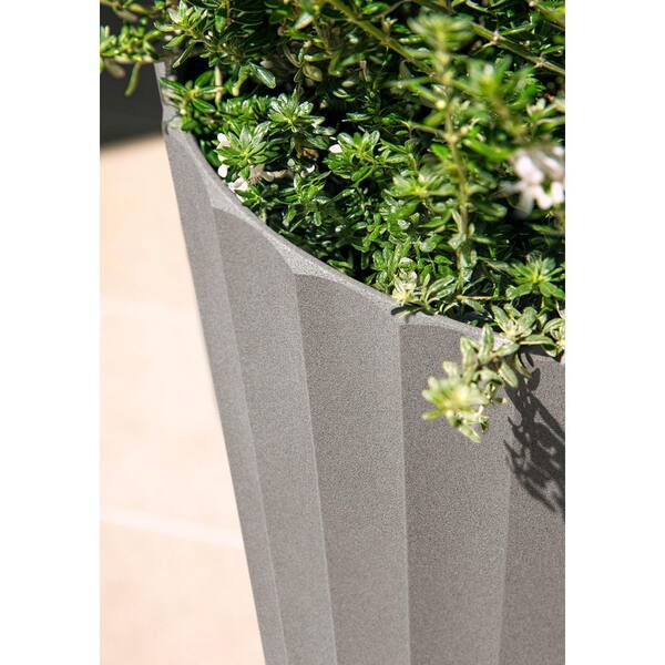 Veradek Column 26 in. Round Gray Plastic Tall Planter (2 Pack