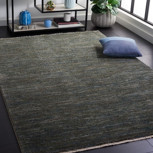 Lasa 8 ft. x 10 ft. Green/Gold Distressed Striped Area Rug
