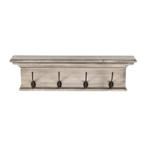 Seafuloy White Entryway Wall Mounted Coat Rack with 4 Dual Hooks Living  Room Wooden Storage Shelf YM-39293-H - The Home Depot