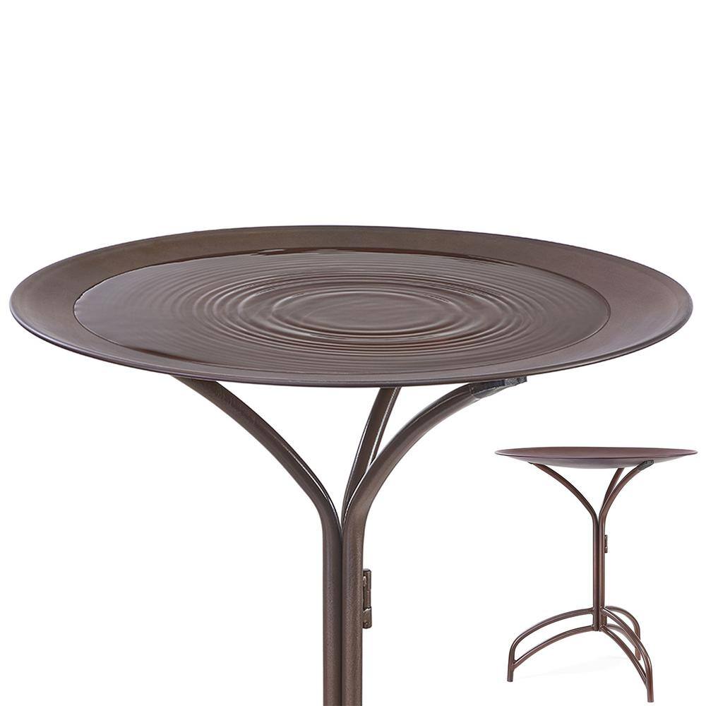 Antique Rust Metal Bird Bath with Stand, 20"