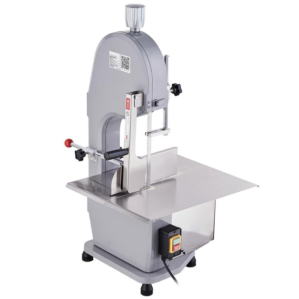 Electric Bandsaw Stainless Steel Countertop Bone Sawing Machine 19.3 in. x 15 in. Workbench Silver Frozen Meat Cutter