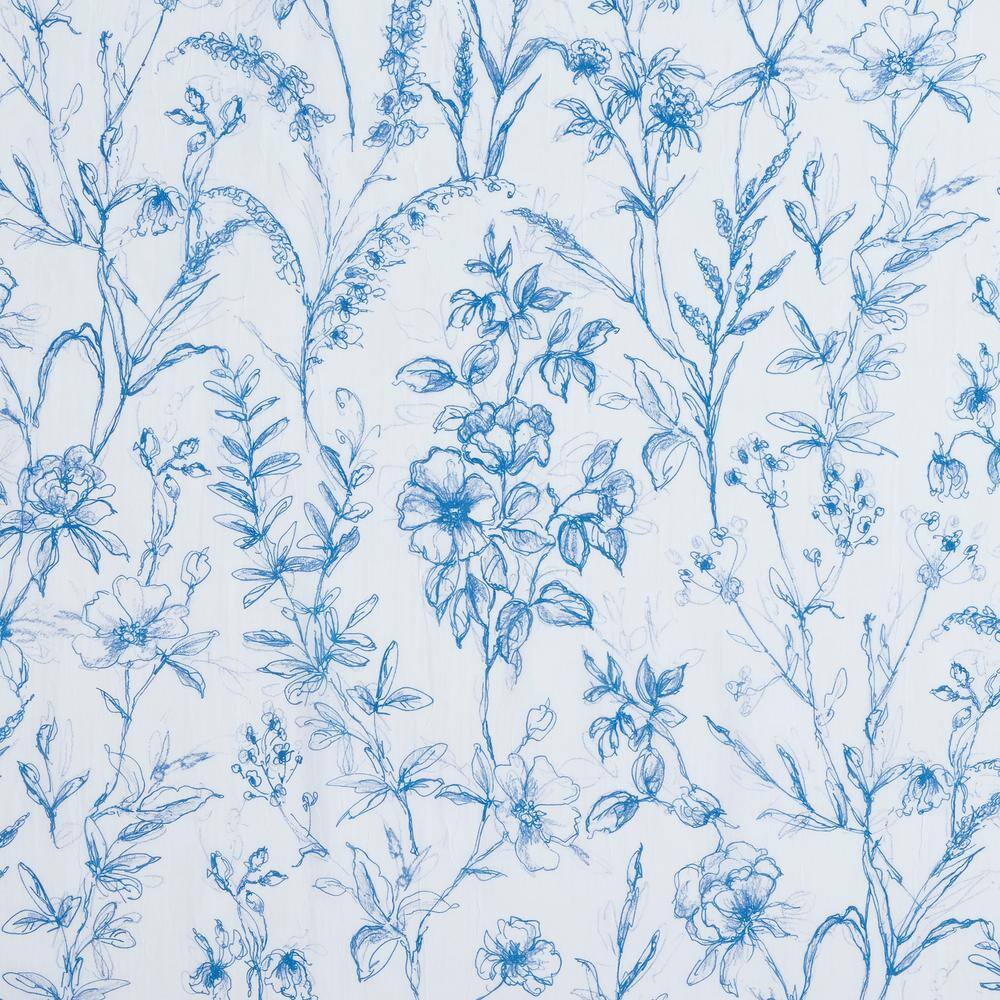 Chinoiserie Blue Floral Sheer Rod Pocket Curtain Panel 51" x 63"