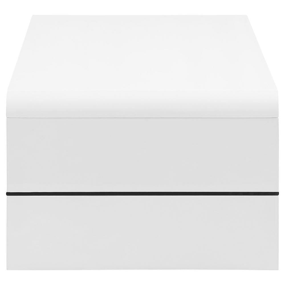 White High Gloss Rectangular Coffee Table with Glass Shelf