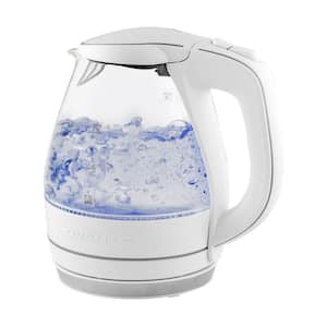 Illuminated 6.5-Cup White Electric Kettle with Filter, Fast Heating and Auto-Shut Off