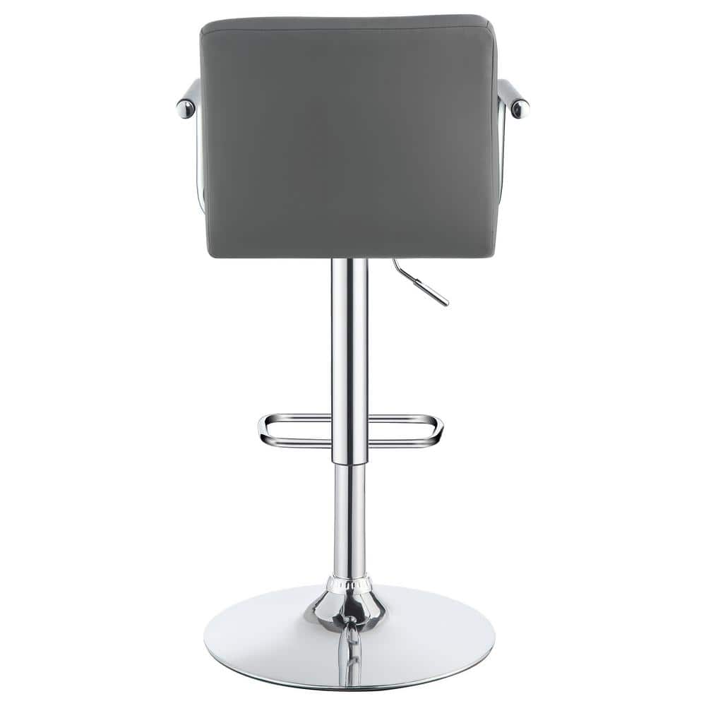 Gray Adjustable Swivel Bar Stool with Chrome Base