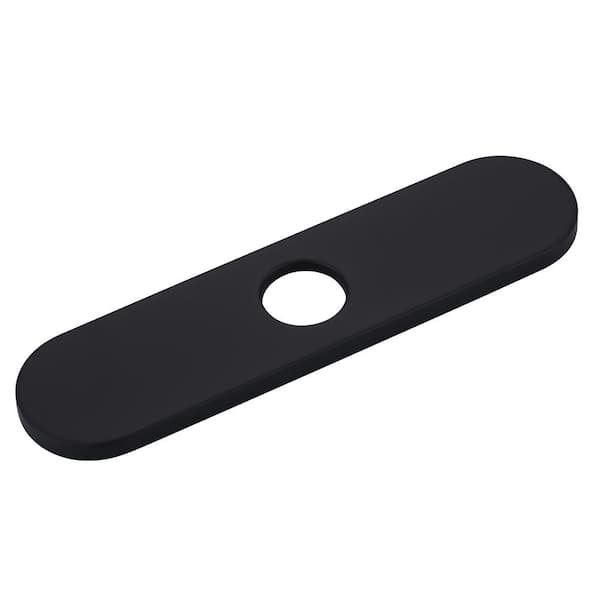 IVIGA 10 in. x 2.56 in. x 0.37 in. Stainless Steel Kitchen Sink Faucet Hole Cover Deck Plate Escutcheon in Matte Black