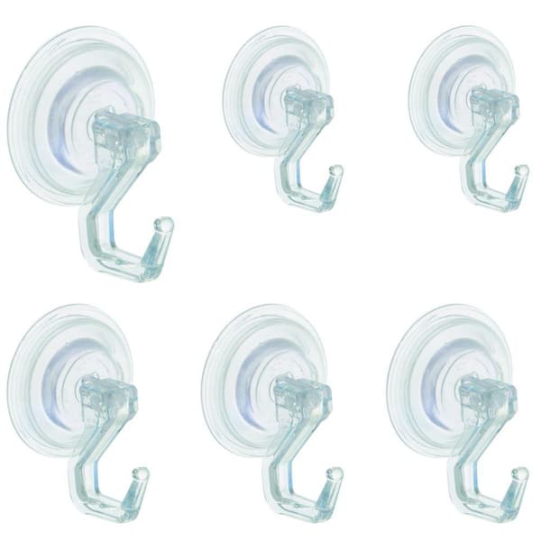 interDesign Power Lock Suction 6 Robe Hook Combo Pack in Clear