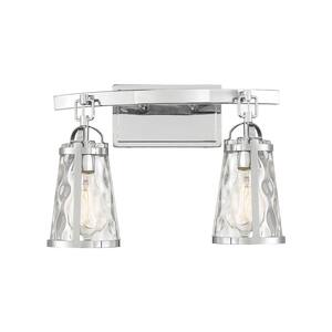 Albany 16 in. W x 11.38 in. H 2-Light Polished Chrome Bathroom Vanity Light with Clear Glass Shades