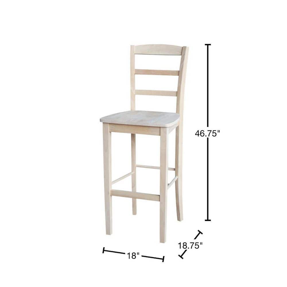 Madrid 30-Inch Unfinished Parawood Bar Stool