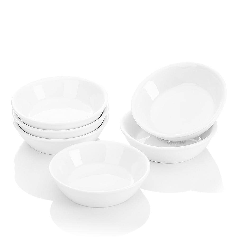 MALACASA Ramekin 6Piece 4 in. Round Ramekins Ivory White Porcelain