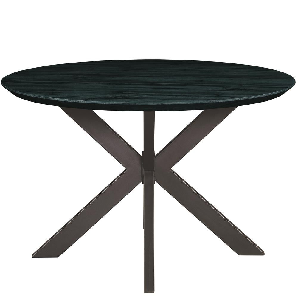 Ravenna 47" Ebony Round Wood Dining Table with X-Shaped Metal Base