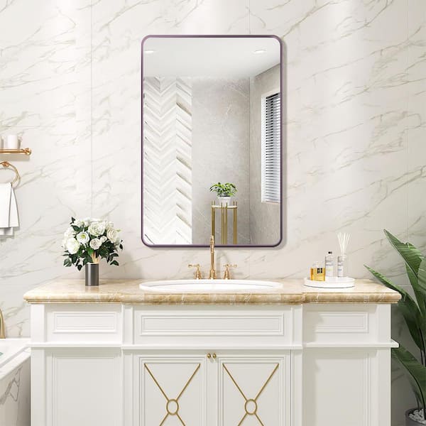 24 in. W x 36 in. H Rectangle Aluminum Alloy Framed Wall Bathroom Vanity Mirror in Oil Rubbed Bronze