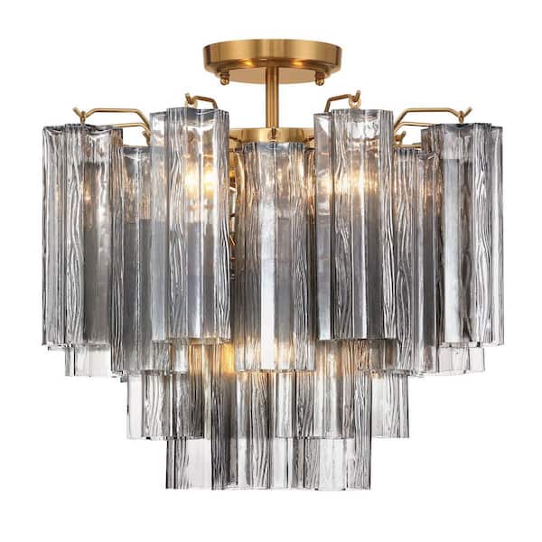 17.75 Addis 4 Light Aged Brass Semi Flush Mount