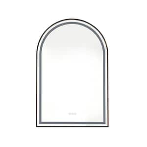 26 in. W x 39 in. H Framed Wall Mount Bathroom Vanity Mirror Arched Bronze, LED Light, Anti-Fog, Touch Sensor