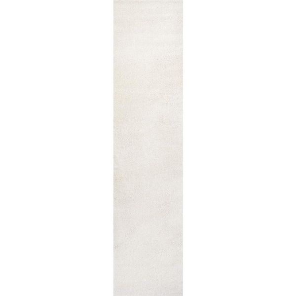 Haze Solid Low-Pile Cream 2 ft. x 12 ft. Runner Rug