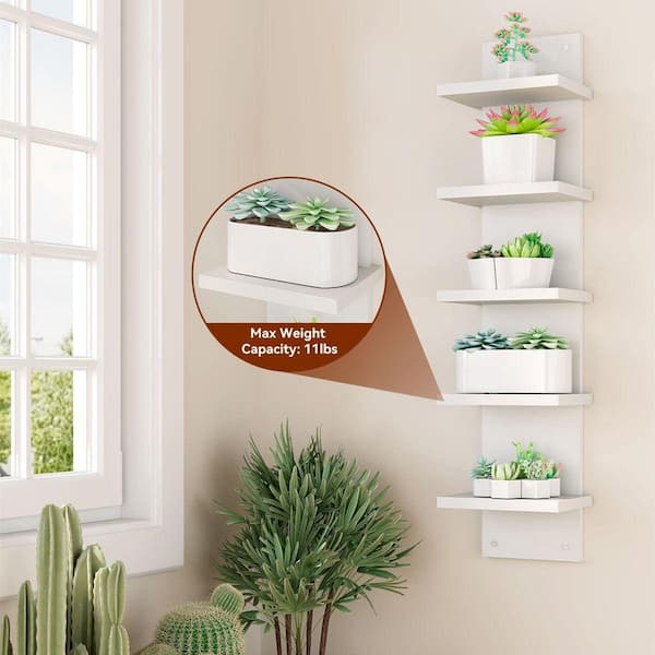 5.9 in. W x 5.5 in. D White 5 Tier Decorative Wall Shelf