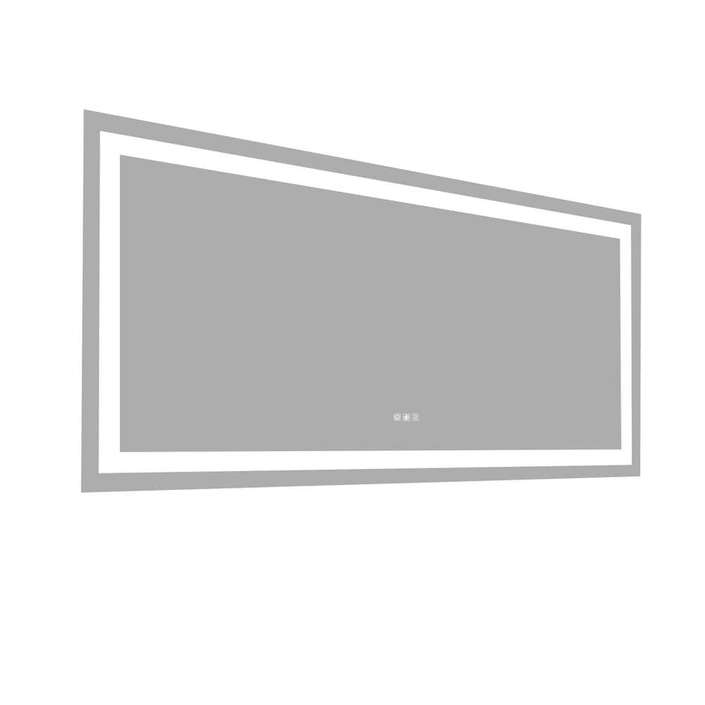 Dimmable LED 60 in. W x 32 in. H Large Rectangular Frameless Anti-Fog Wall 