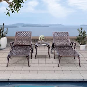 Pelcha Bronze Aluminum Outdoor Chaise Lounge Set with Side Table
