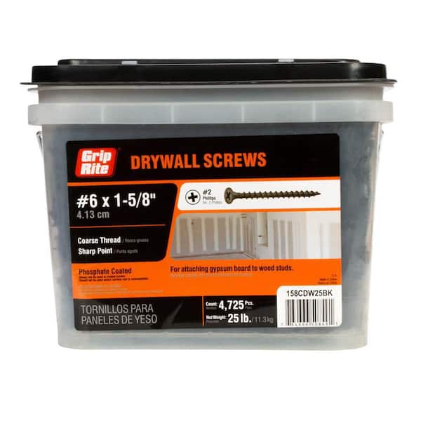Grip-Rite #6 x 1-5/8 in. #2 Phillips Bugle Head Coarse Thread Sharp Point Drywall Screws (25 lbs./Pack)