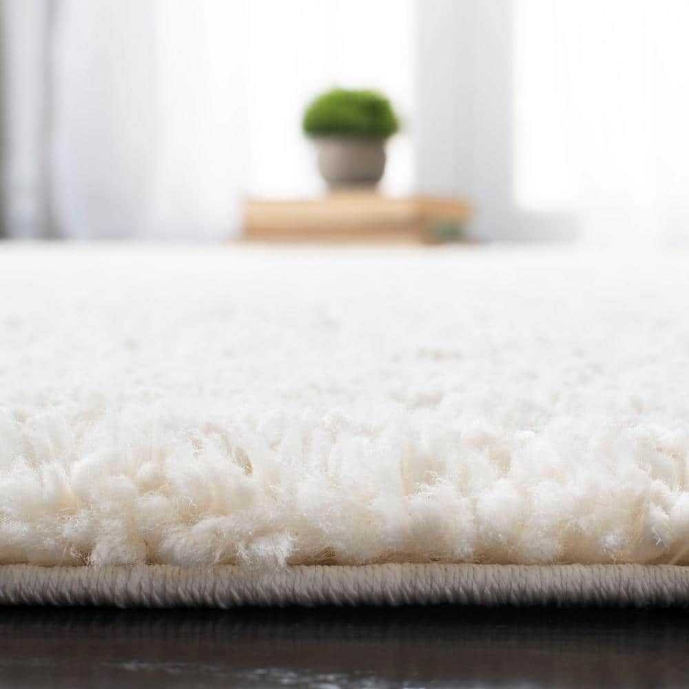 Ivory Square Shag Synthetic Area Rug, 6'7"